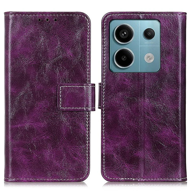 For Xiaomi Redmi Note 13 Pro 5G / Poco X6 5G Cell Phone Case Folio Flip Crazy Horse Texture Leather Cover