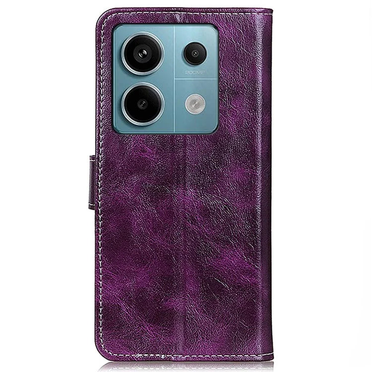 For Xiaomi Redmi Note 13 Pro 5G / Poco X6 5G Cell Phone Case Folio Flip Crazy Horse Texture Leather Cover