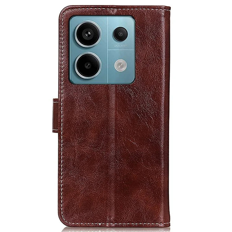 For Xiaomi Redmi Note 13 Pro 5G / Poco X6 5G Cell Phone Case Folio Flip Crazy Horse Texture Leather Cover