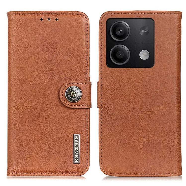 KHAZNEH For Xiaomi Redmi Note 13 5G Cowhide Texture Case Leather Phone Wallet Cover