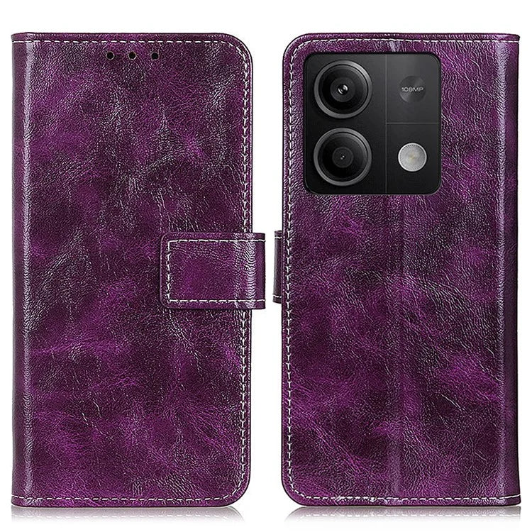 For Xiaomi Redmi Note 13 5G Case PU Leather Crazy Horse Texture Mobile Phone Wallet Cover