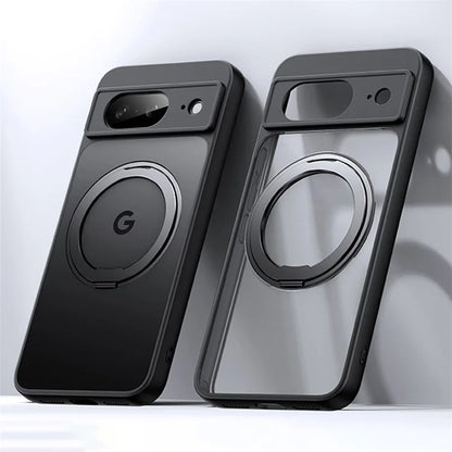 For Google Pixel 8 Phone Case Ring Kickstand TPU+Acrylic Cover Compatible with MagSafe