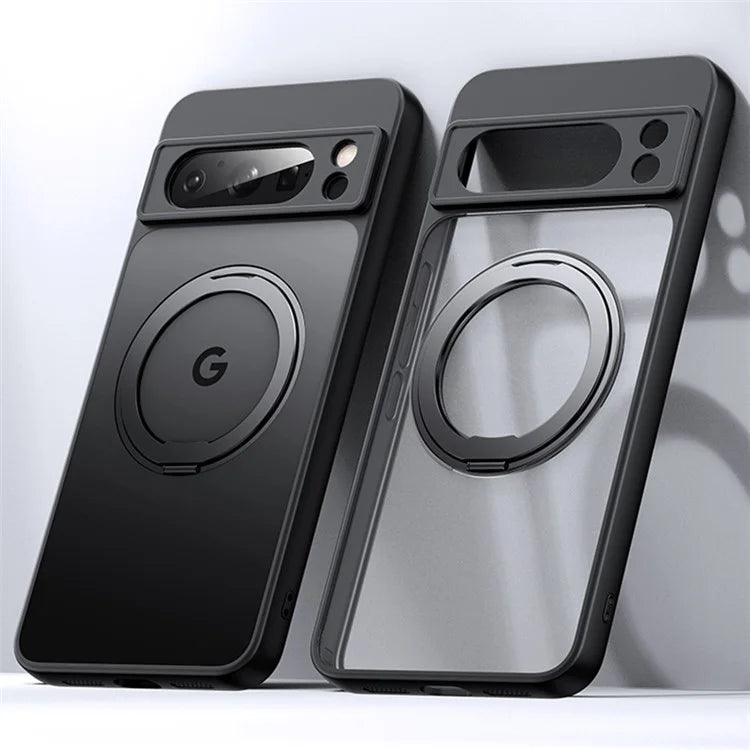 For Google Pixel 8 Phone Case Ring Kickstand TPU+Acrylic Cover Compatible with MagSafe