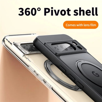 For Google Pixel 8 Phone Case Ring Kickstand TPU+Acrylic Cover Compatible with MagSafe