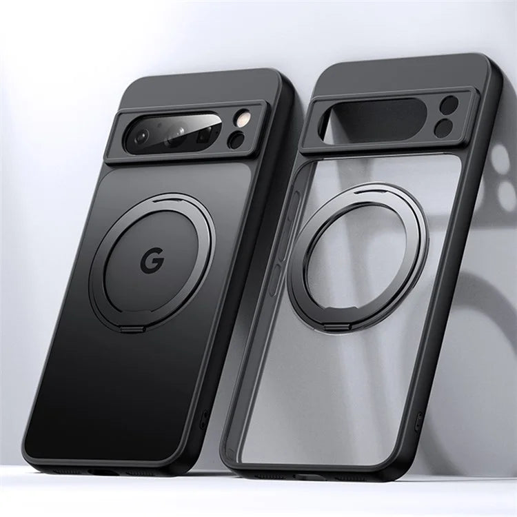 For Google Pixel 8 Pro Case Compatible with MagSafe Ring Kickstand TPU+Acrylic Back Cover