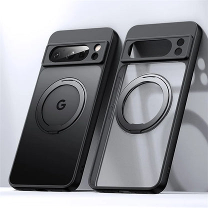 For Google Pixel 8 Pro Case Compatible with MagSafe Ring Kickstand TPU+Acrylic Back Cover
