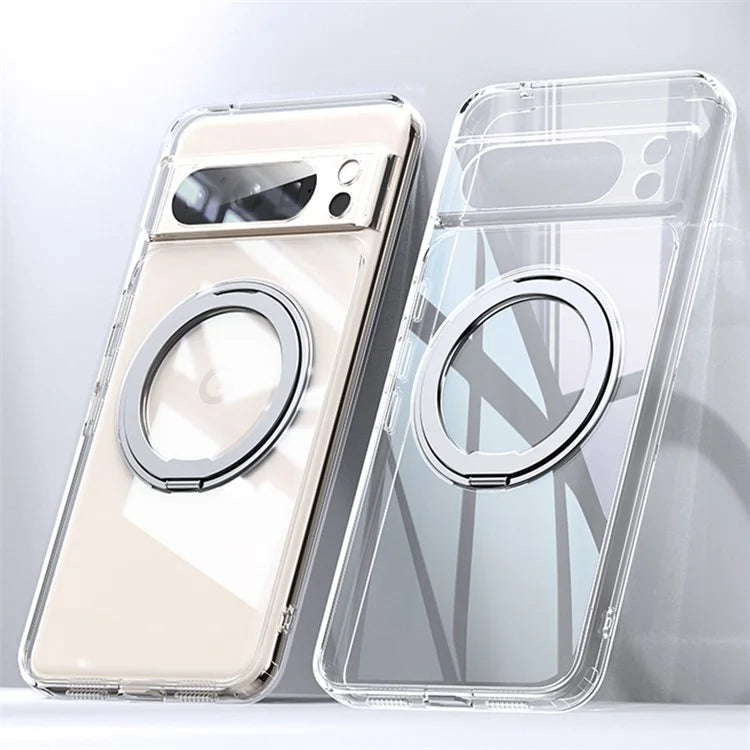 For Google Pixel 8 Pro Case Compatible with MagSafe Ring Kickstand TPU+Acrylic Back Cover