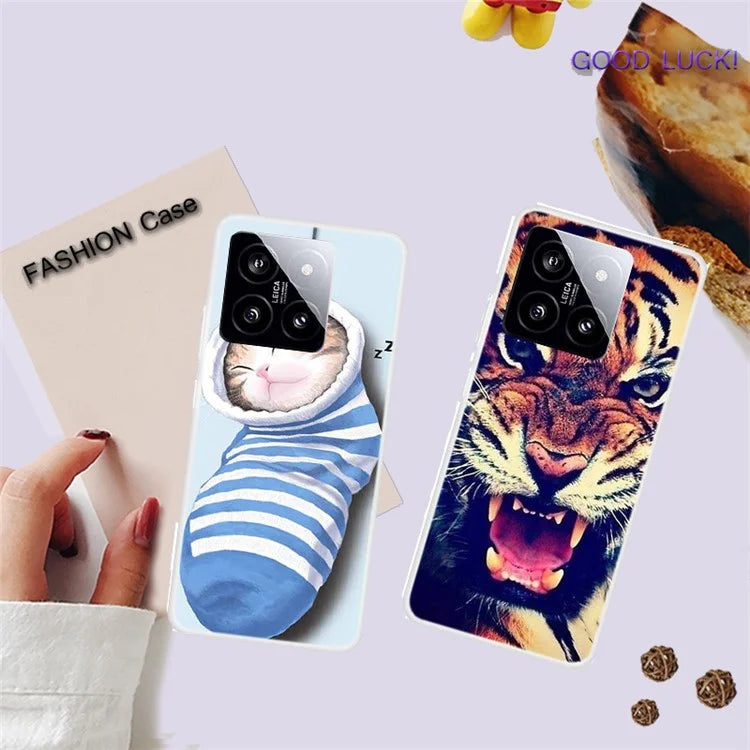 For Xiaomi 14 Case Pattern Printing Slim Anti-driop TPU Phone Protective Cover