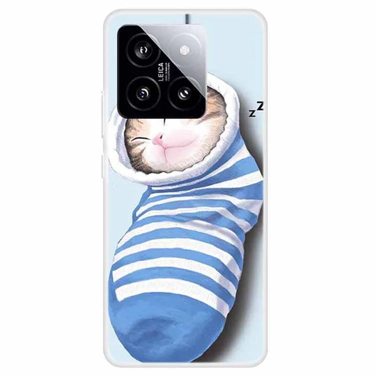 For Xiaomi 14 Case Pattern Printing Slim Anti-driop TPU Phone Protective Cover