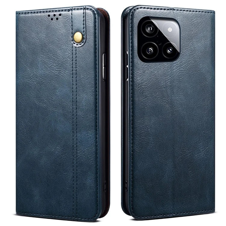 For Xiaomi Redmi K70E 5G / Poco X6 Pro 5G Leather Case Wallet Waxy Crazy Horse Texture Stand Cover