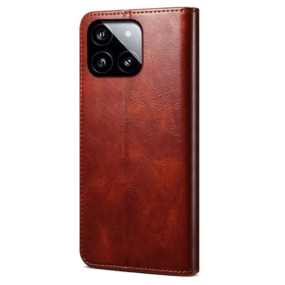 For Xiaomi Redmi K70E 5G / Poco X6 Pro 5G Leather Case Wallet Waxy Crazy Horse Texture Stand Cover