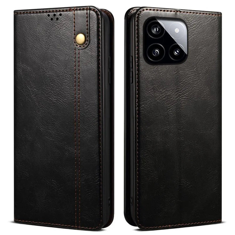 For Xiaomi Redmi K70E 5G / Poco X6 Pro 5G Leather Case Wallet Waxy Crazy Horse Texture Stand Cover