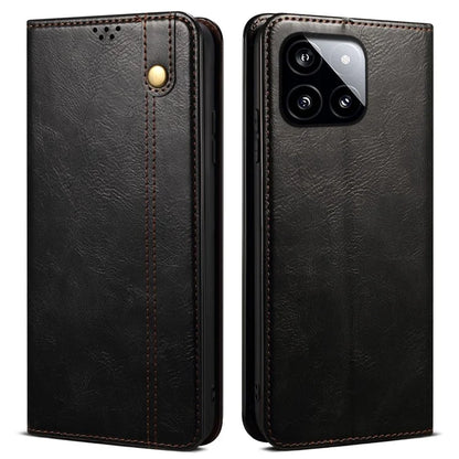 For Xiaomi Redmi K70E 5G / Poco X6 Pro 5G Leather Case Wallet Waxy Crazy Horse Texture Stand Cover