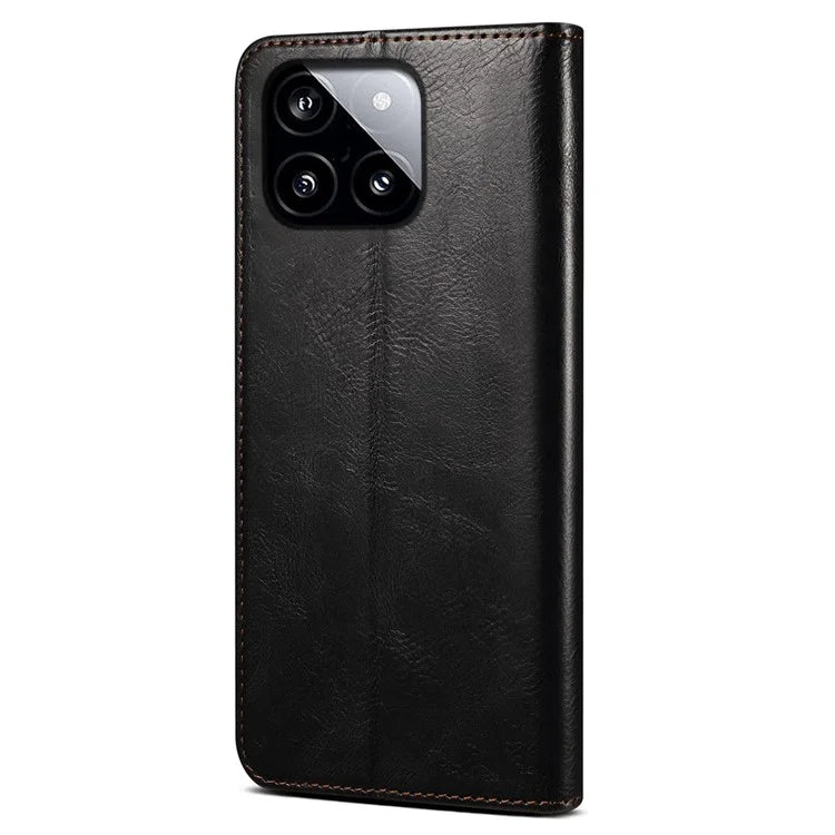 For Xiaomi Redmi K70E 5G / Poco X6 Pro 5G Leather Case Wallet Waxy Crazy Horse Texture Stand Cover