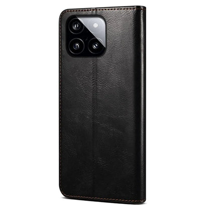 For Xiaomi Redmi K70E 5G / Poco X6 Pro 5G Leather Case Wallet Waxy Crazy Horse Texture Stand Cover