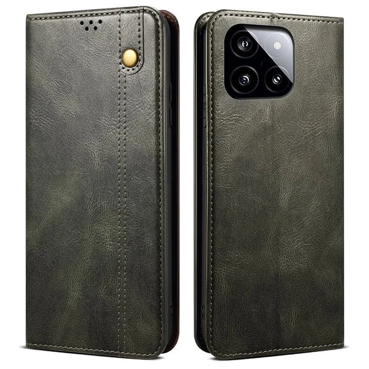 For Xiaomi Redmi K70E 5G / Poco X6 Pro 5G Leather Case Wallet Waxy Crazy Horse Texture Stand Cover