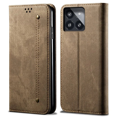For Xiaomi Redmi K70E 5G / Poco X6 Pro 5G Leather Case Wallet Jeans Cloth Texture Phone Protective Cover