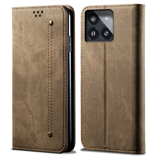 For Xiaomi Redmi K70E 5G / Poco X6 Pro 5G Leather Case Wallet Jeans Cloth Texture Phone Protective Cover