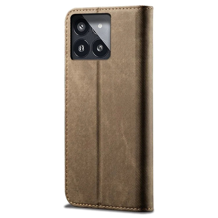 For Xiaomi Redmi K70E 5G / Poco X6 Pro 5G Leather Case Wallet Jeans Cloth Texture Phone Protective Cover