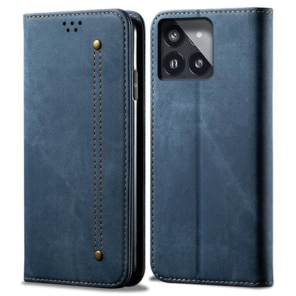 For Xiaomi Redmi K70E 5G / Poco X6 Pro 5G Leather Case Wallet Jeans Cloth Texture Phone Protective Cover