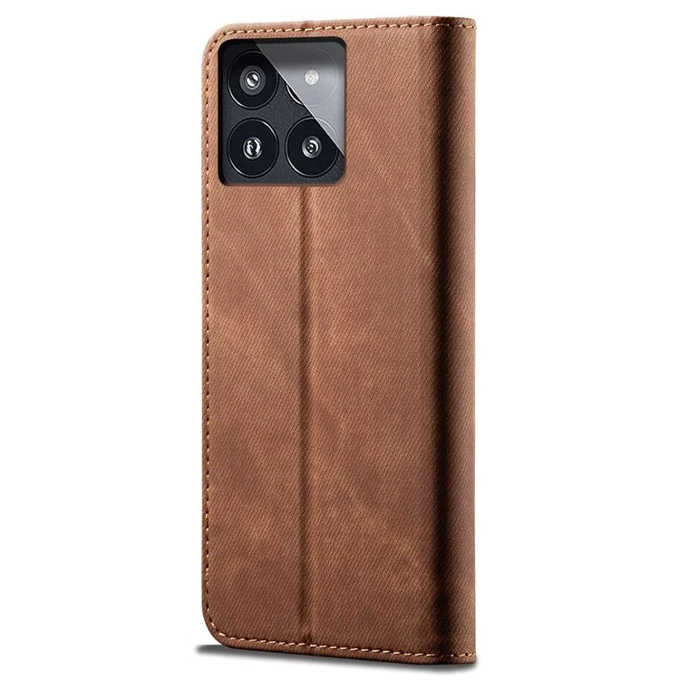 For Xiaomi Redmi K70E 5G / Poco X6 Pro 5G Leather Case Wallet Jeans Cloth Texture Phone Protective Cover