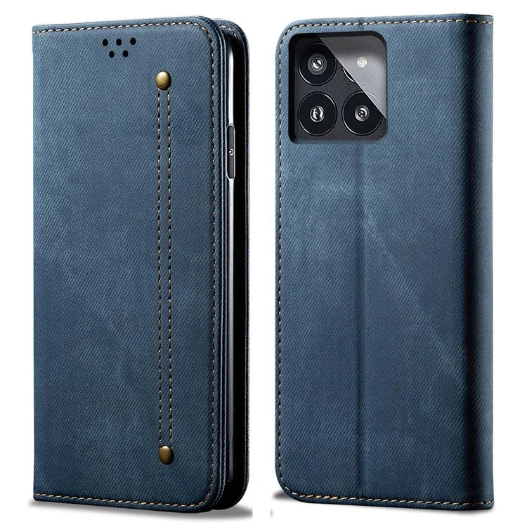 For Xiaomi Redmi K70 5G / K70 Pro 5G Case Cover Jeans Cloth Texture PU Leather Wallet Cover Stand
