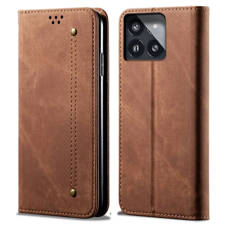 For Xiaomi Redmi K70 5G / K70 Pro 5G Case Cover Jeans Cloth Texture PU Leather Wallet Cover Stand