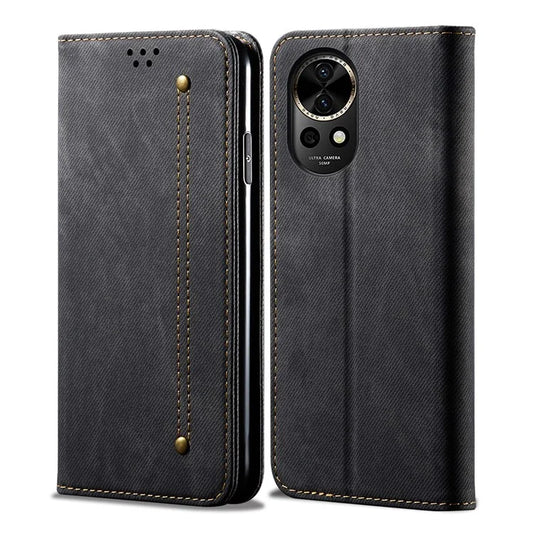 For Huawei nova 12 5G Case with Wallet Jeans Cloth Texture PU Leather Phone Cover Protector