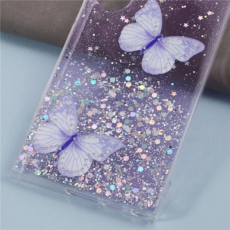 AW Series For Samsung Galaxy S24 Ultra TPU+PVC Case Sparkle Epoxy Big Rear Lens Hole Phone Back Shell