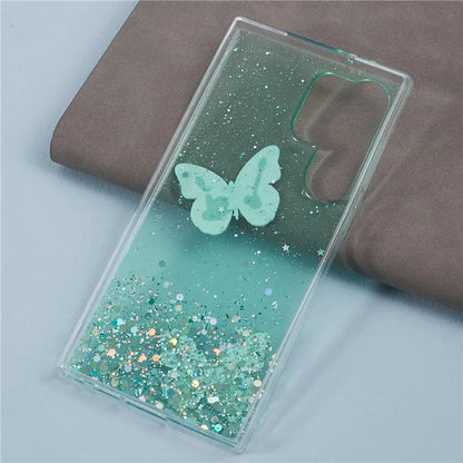AW Series For Samsung Galaxy S24 Ultra TPU+PVC Case Sparkle Epoxy Big Rear Lens Hole Phone Back Shell