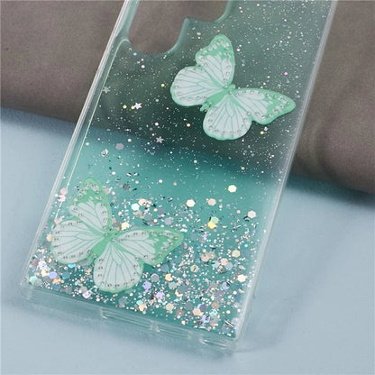 AW Series For Samsung Galaxy S24 Ultra TPU+PVC Case Sparkle Epoxy Big Rear Lens Hole Phone Back Shell