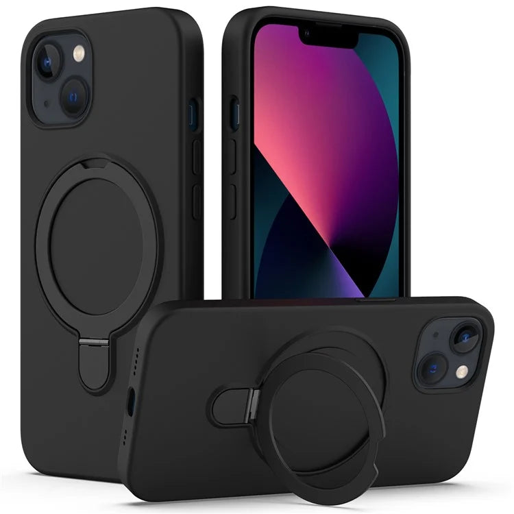 For iPhone 13 Case PC + Silicone Kickstand Magnetic Phone Cover