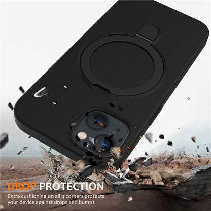 For iPhone 13 Case PC + Silicone Kickstand Magnetic Phone Cover
