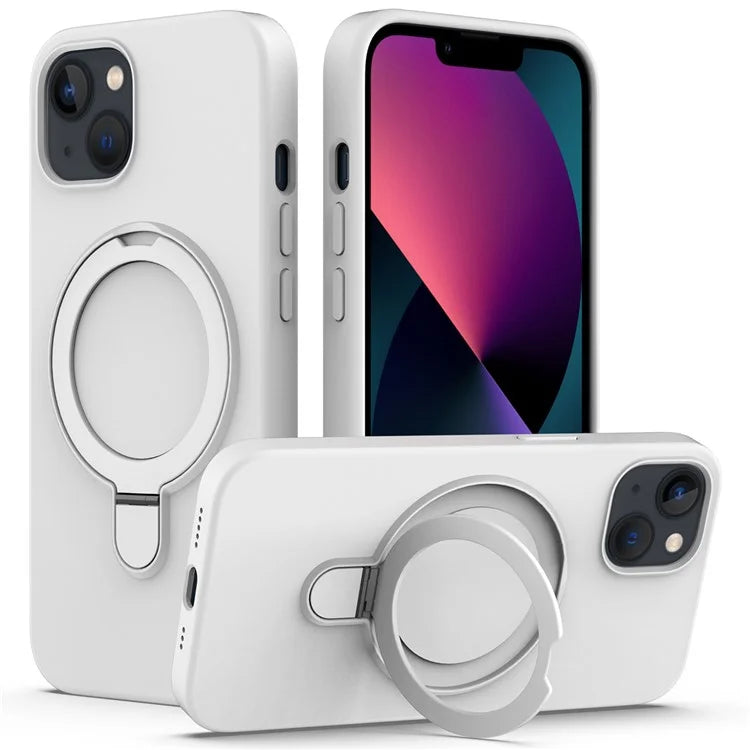 For iPhone 13 Case PC + Silicone Kickstand Magnetic Phone Cover