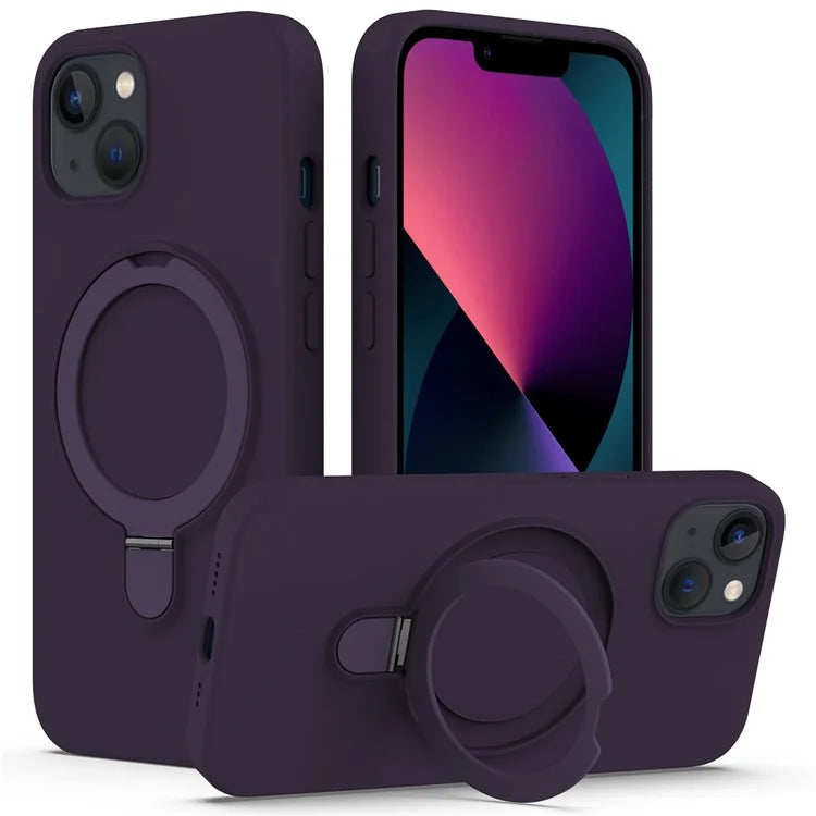 For iPhone 13 Case PC + Silicone Kickstand Magnetic Phone Cover