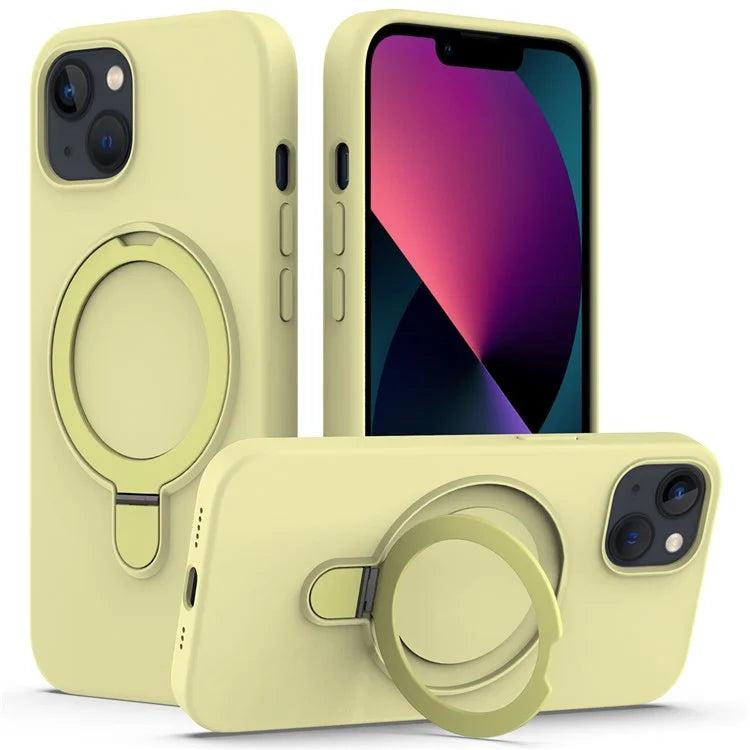 For iPhone 13 Case PC + Silicone Kickstand Magnetic Phone Cover