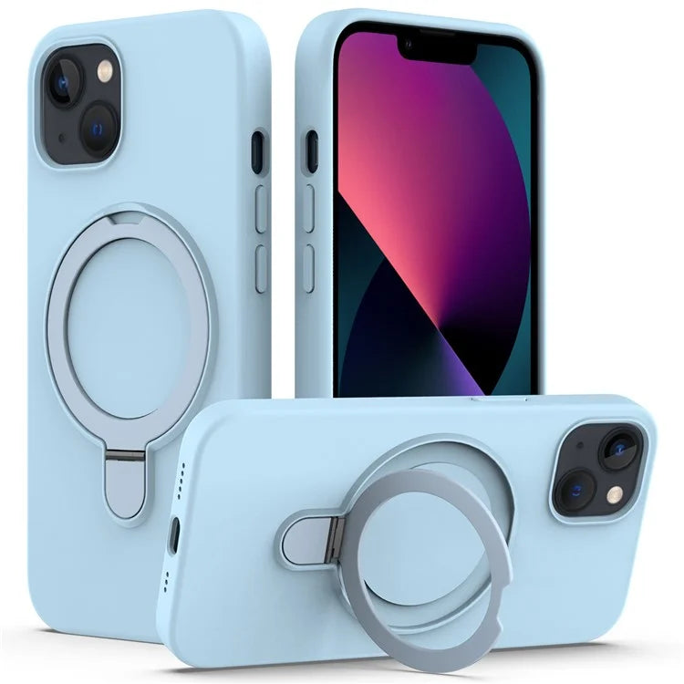 For iPhone 13 Case PC + Silicone Kickstand Magnetic Phone Cover