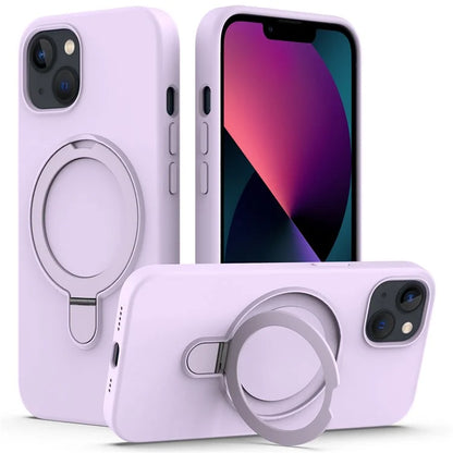 For iPhone 13 Case PC + Silicone Kickstand Magnetic Phone Cover