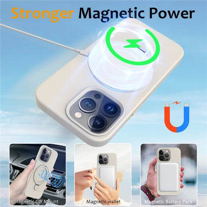 For iPhone 13 Pro Max Magnetic Case Ring Kickstand PC + Silicone Phone Cover