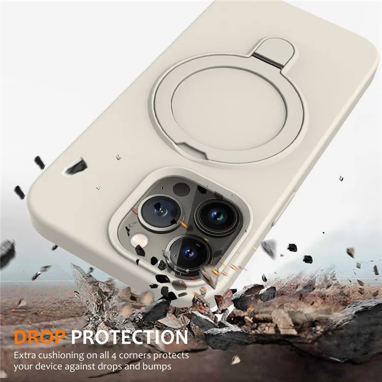 For iPhone 13 Pro Max Magnetic Case Ring Kickstand PC + Silicone Phone Cover