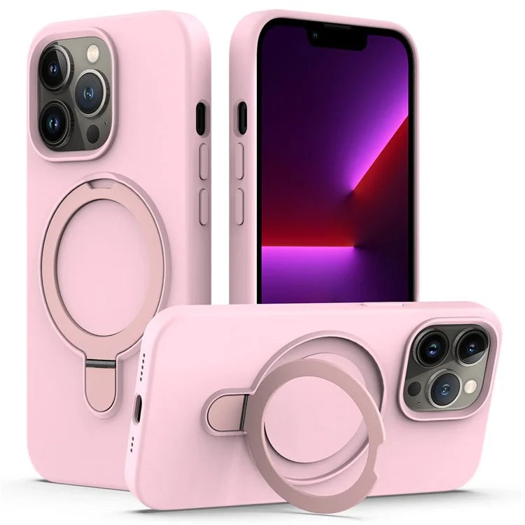 For iPhone 13 Pro Max Magnetic Case Ring Kickstand PC + Silicone Phone Cover