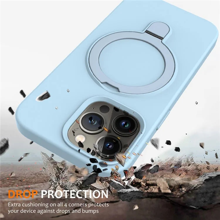 For iPhone 13 Pro Max Magnetic Case Ring Kickstand PC + Silicone Phone Cover