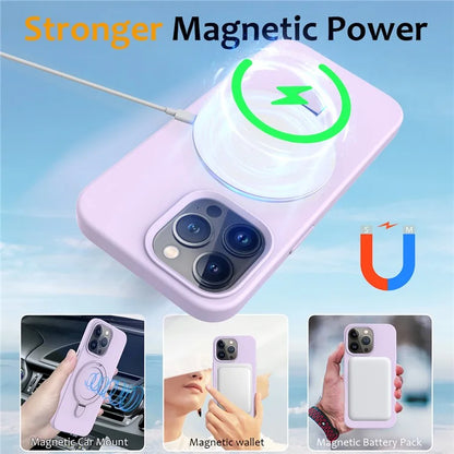 For iPhone 13 Pro Max Magnetic Case Ring Kickstand PC + Silicone Phone Cover