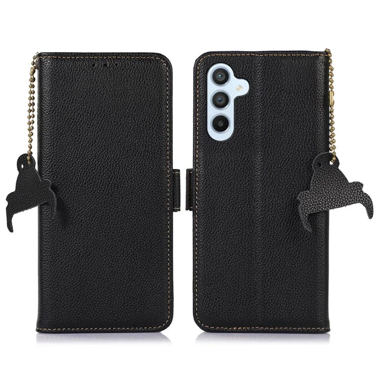 For Samsung Galaxy A35 5G Leather Case RFID Blocking Genuine Cow Phone Cover