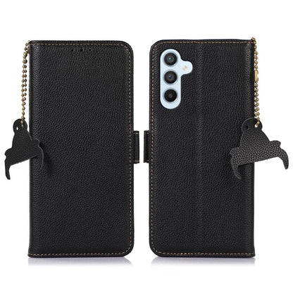 For Samsung Galaxy A35 5G Leather Case RFID Blocking Genuine Cow Phone Cover