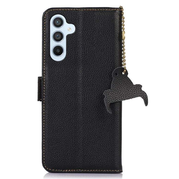 For Samsung Galaxy A35 5G Leather Case RFID Blocking Genuine Cow Phone Cover