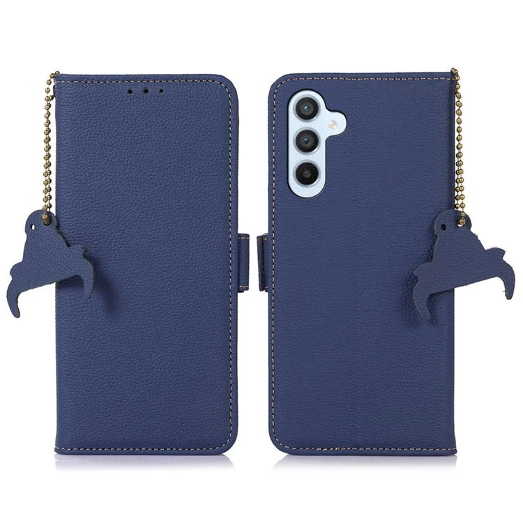 For Samsung Galaxy A35 5G Leather Case RFID Blocking Genuine Cow Phone Cover