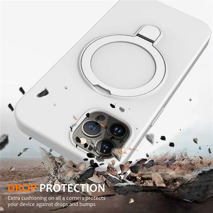 For iPhone 12 Pro Max Magnetic Case PC + Silicone Cover with Ring Kickstand