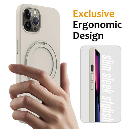 For iPhone 12 Pro Max Magnetic Case PC + Silicone Cover with Ring Kickstand