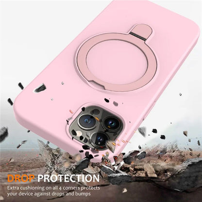For iPhone 12 Pro Max Magnetic Case PC + Silicone Cover with Ring Kickstand